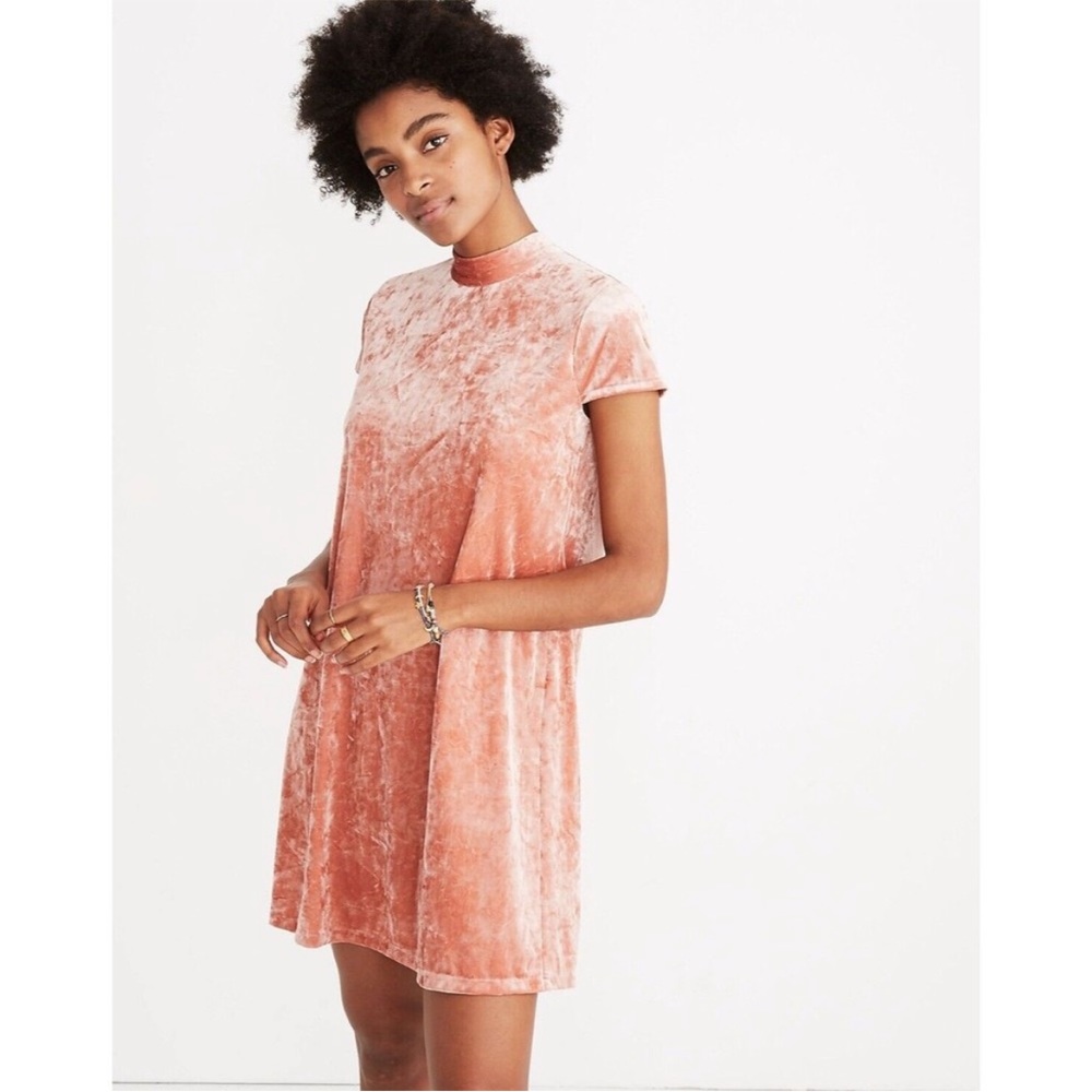 Madewell velour dress with tie bow in back. Size XXS.